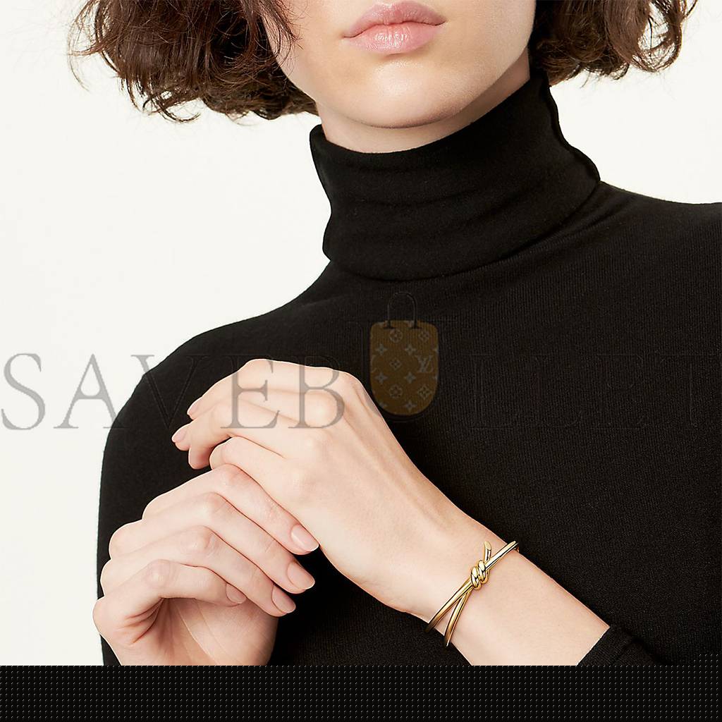 T*f*ny knot double row hinged bangle in yellow gold 68887232